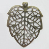 Iron Jewelry Finding Pendant Lead-free, Leaf 40x30mm Hole:1mm, Sold by Bag