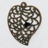 Iron Jewelry Finding Pendant Lead-free, Leaf 33x23mm Hole:1mm, Sold by Bag