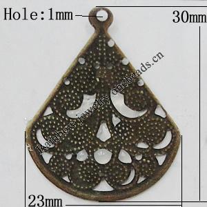 Iron Jewelry Finding Pendant Lead-free, Sector 30x23mm Hole:1mm, Sold by Bag