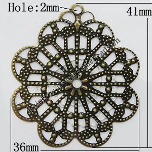 Iron Jewelry Finding Pendant Lead-free, 41x36mm Hole:2mm, Sold by Bag