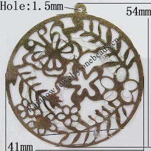 Iron Jewelry Finding Pendant Lead-free, 54x41mm Hole:1.5mm, Sold by Bag