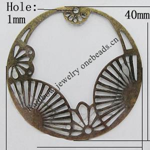 Iron Jewelry Finding Pendant Lead-free, 40mm Hole:1mm, Sold by Bag
