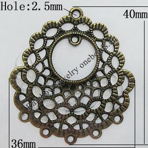 Iron Jewelry Finding Connectors Lead-free, 40x36mm Hole:2.5mm, Sold by Bag