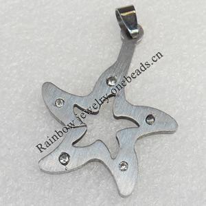 Stainless Steel Pendant, Star, 40mm, Hole:Approx 3mm, Sold by PC
