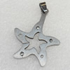 Stainless Steel Pendant, Star, 40mm, Hole:Approx 3mm, Sold by PC