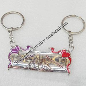 Zinc Alloy keyring Jewelry Chains, width:35mm, Length Approx:9.3cm, Sold by Dozen
