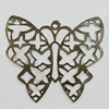 Iron Jewelry Finding Pendant Lead-free, Butterfly 50x43mm Hole:2mm, Sold by Bag