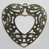 Iron Jewelry Finding Pendant Lead-free, Heart 56mm Hole:2mm, Sold by Bag