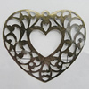 Iron Jewelry Finding Pendant Lead-free, Heart 58x54mm Hole:2.5mm, Sold by Bag