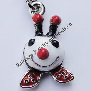 Zinc Alloy Enamel Pendant, Nickel-free & Lead-free, A Grade Animal Head 21x12mm Hole:2mm, Sold by PC