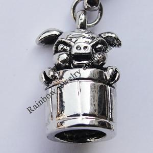 Zinc Alloy Charm/Pendants, Nickel-free & Lead-free, A Grade 18x10mm Hole:2mm, Sold by PC