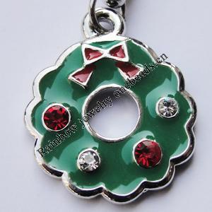 Zinc Alloy Enamel Charm/Pendant with Crystal, Nickel-free & Lead-free, A Grade Flower 21x17mm Hole:2mm, Sold by PC