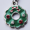 Zinc Alloy Enamel Charm/Pendant with Crystal, Nickel-free & Lead-free, A Grade Flower 21x17mm Hole:2mm, Sold by PC