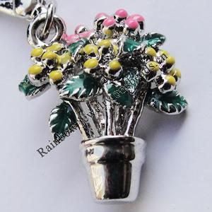 Zinc Alloy Enamel Pendant, Nickel-free & Lead-free, A Grade Flowerpot 21x17mm Hole:2mm, Sold by PC