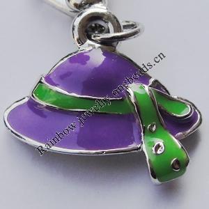 Zinc Alloy Enamel Pendant, Nickel-free & Lead-free, A Grade Kat 15x16mm Hole:2mm, Sold by PC