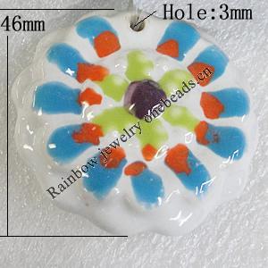 Ceramics Pendants, 46mm Hole:3mm, Sold by PC 