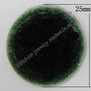 Ceramics Cabochons, Flat Round 25mm, Sold by PC 