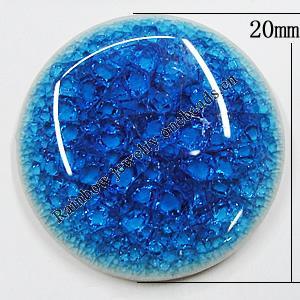 Ceramics Cabochons, Flat Round 20mm, Sold by PC 