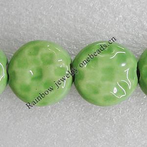 Ceramics Beads, Flat Round 19mm Hole:2.5mm, Sold by Bag