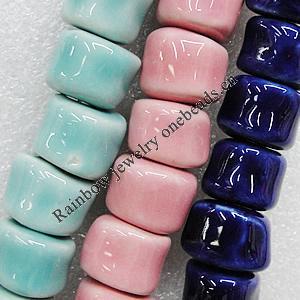 Ceramics Beads, Mix Color, Column 13x10mm Hole:1.5mm, Sold by Bag