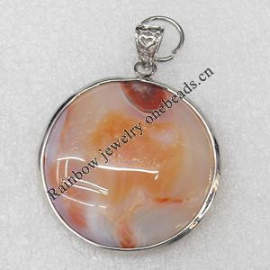 Agate Pendant, 35x42mm, Hole:Approx 8mm, Sold by PC