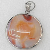 Agate Pendant, 35x42mm, Hole:Approx 8mm, Sold by PC