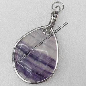 Agate Pendant, 36x63mm, Hole:Approx 5mm, Sold by PC