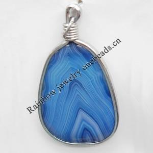 Agate Pendant, 36x66mm, Hole:Approx 5mm, Sold by PC