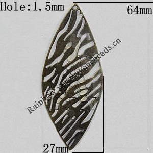 Iron Jewelry Finding Pendant Lead-free, Horse Eye 64x27mm Hole:1.5mm, Sold by Bag