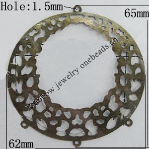 Iron Jewelry Finding Connectors Lead-free, 65x62mm Hole:1.5mm, Sold by Bag