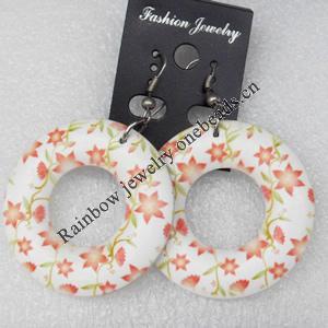 Wooden Earring, Donut, 40x55mm, Sold by Dozen