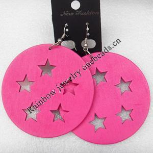 Wooden Earring, Flat Round, 60x76mm, Sold by Dozen