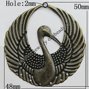 Iron Jewelry Finding Pendant Lead-free, Animal 50x48mm Hole:2mm, Sold by Bag