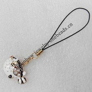 Mobile Decoration, Zinc Alloy Pendat, Fish, Pendant: about 25mm wide, Rope: about 6cm, Sold by Dozen