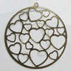 Iron Jewelry Finding Pendant Lead-free, 50x47mm Hole:2mm, Sold by Bag