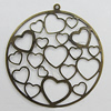 Iron Jewelry Finding Pendant Lead-free, 43x40mm Hole:1mm, Sold by Bag