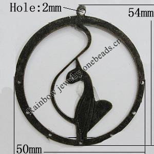 Iron Jewelry Finding Pendant Lead-free, 54x50mm Hole:2mm, Sold by Bag