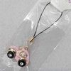 Mobile Decoration, Zinc Alloy Pendant, Car, Pendant: about 28mm wide, Rope: about 6cm, Sold by Dozen