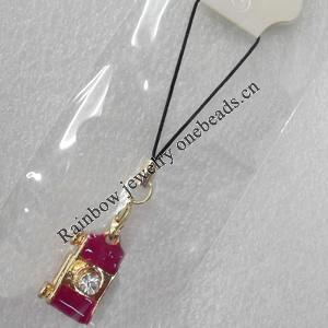 Mobile Decoration, Zinc Alloy Pendat, Camera, Pendant: about 14mm wide, Rope: about 6cm, Sold by Dozen