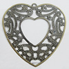 Iron Jewelry Finding Pendant Lead-free, Heart 56mm Hole:1mm, Sold by Bag