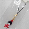 Mobile Decoration, Zinc Alloy Pendant, Japan Girl, Pendant: about 15mm wide, Rope: about 6cm, Sold by Dozen