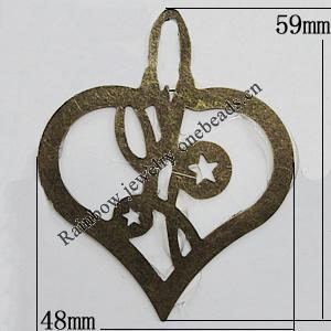 Iron Jewelry Finding Pendant Lead-free, 59x48mm, Sold by Bag