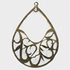 Iron Jewelry Finding Pendant Lead-free, Teardrop 58x42mm Hole:2.5mm, Sold by Bag