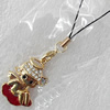 Mobile Decoration, Zinc Alloy Pendant, Pendant: about 23mm wide, Rope: about 6cm, Sold by Dozen