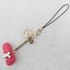 Mobile Decoration, Zinc Alloy Pendant, Peanut, Pendant: about 30mm wide, Rope: about 6cm, Sold by Dozen