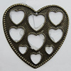 Iron Jewelry Finding Pendant Lead-free, Heart 46x43mm Hole:1mm, Sold by Bag