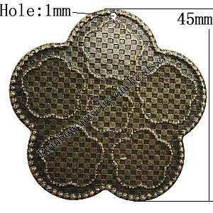 Iron Jewelry Finding Pendant Lead-free, Flower 45mm Hole:1mm, Sold by Bag