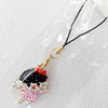 Mobile Decoration, Zinc Alloy Pendant, Girl, Pendant: about 27mm wide, Rope: about 6cm, Sold by Dozen