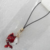 Mobile Decoration, Zinc Alloy Pendant, Fish, Pendant: about 18mm wide, Rope: about 6cm, Sold by Dozen