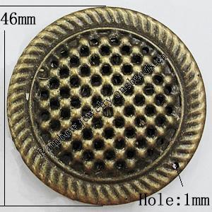 Iron Jewelry Finding Pendant Lead-free, Flat Round 46mm Hole:1mm, Sold by Bag